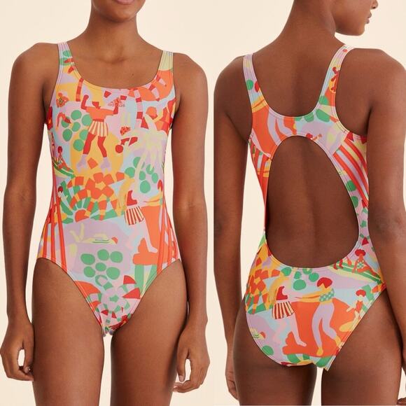 Adidas x Farm Rio Pearl Citrine One Piece Swimsuit Bathing Suit NWT Size 2 - Picture 1 of 7